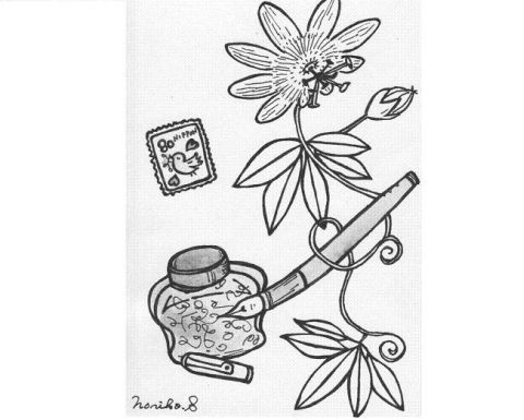 時計草と万年筆