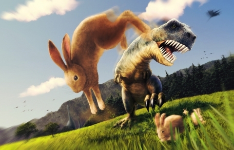ティラサウルスvs巨大ウサギ